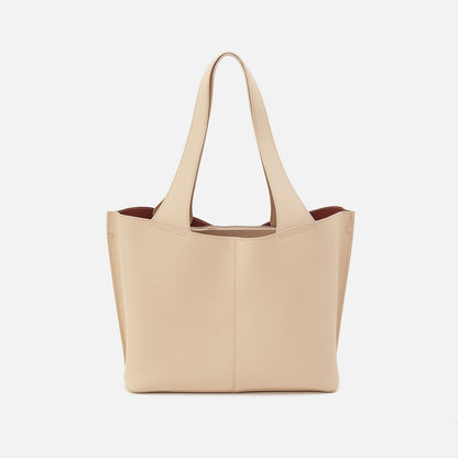 Vida Tote In Micro Pebbled Leather - Almond