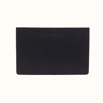 Vida Large Laptop Sleeve in Micro Pebbled Leather - Black