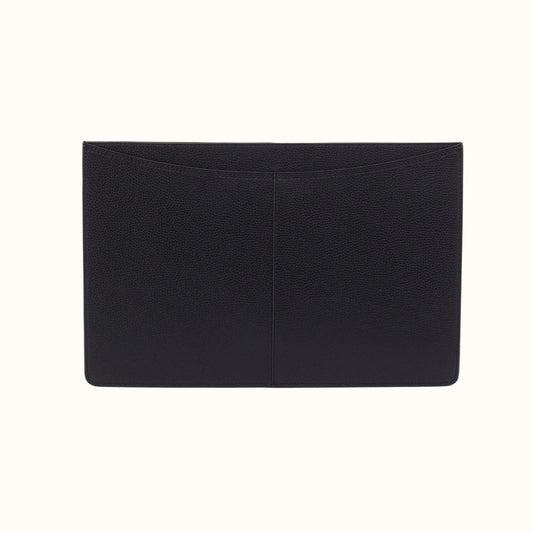Vida Large Laptop Sleeve in Micro Pebbled Leather - Black