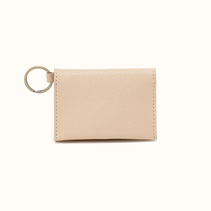 Vida Card Case In Micro Pebbled Leather - Almond