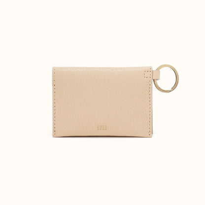 Vida Card Case In Micro Pebbled Leather - Almond
