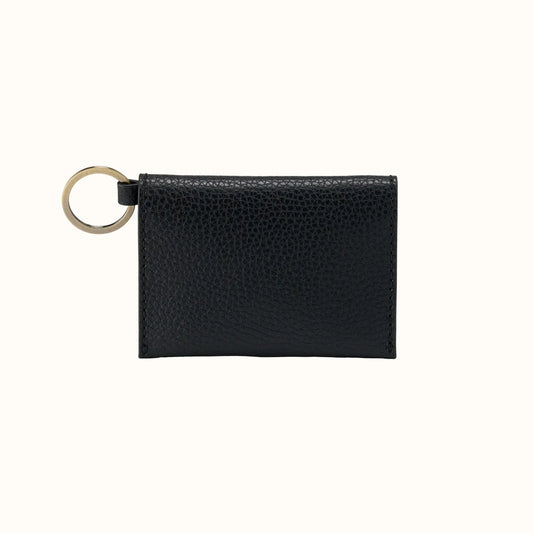 Vida Card Case In Micro Pebbled Leather - Black