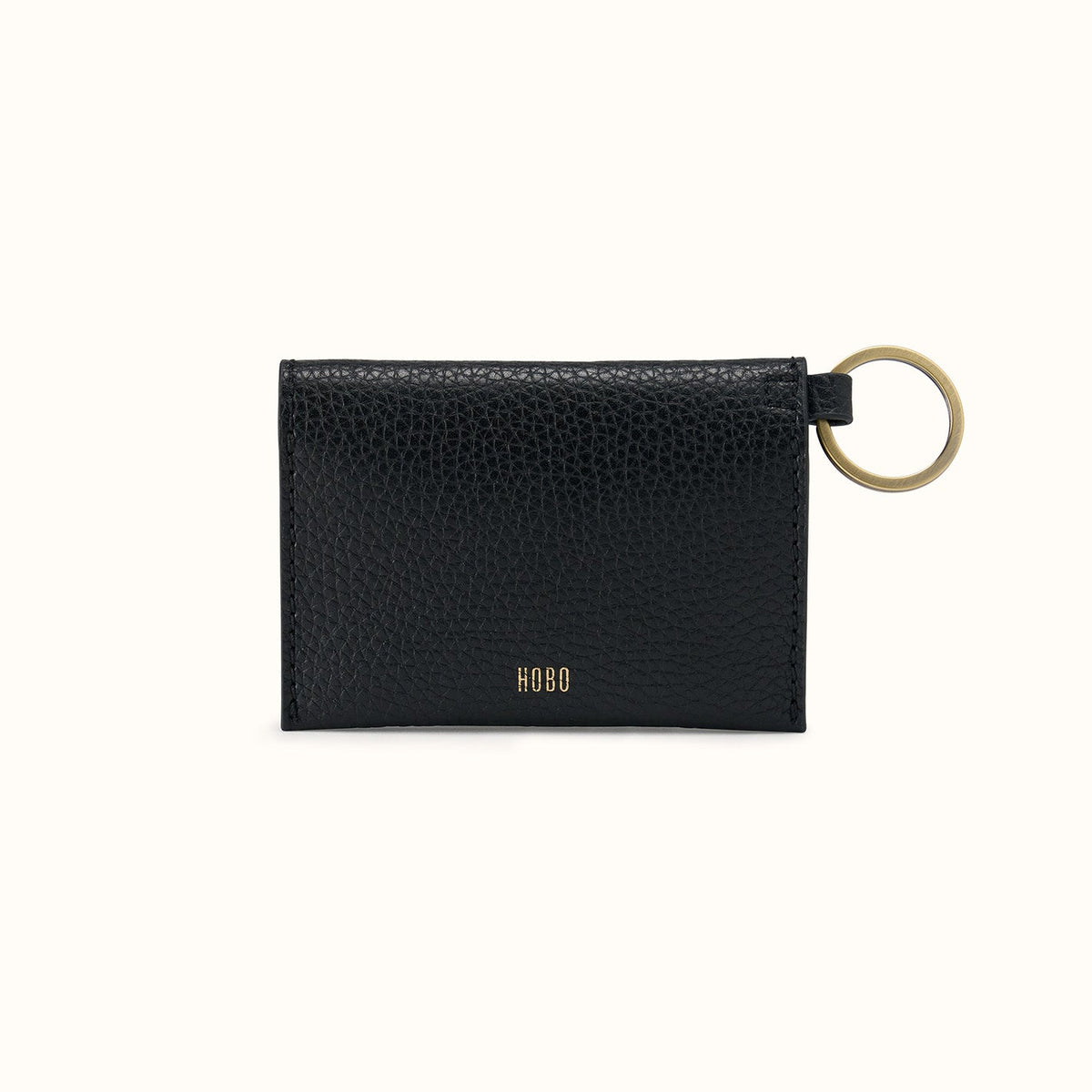 Vida Card Case In Micro Pebbled Leather - Black