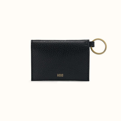 Vida Card Case In Micro Pebbled Leather - Black