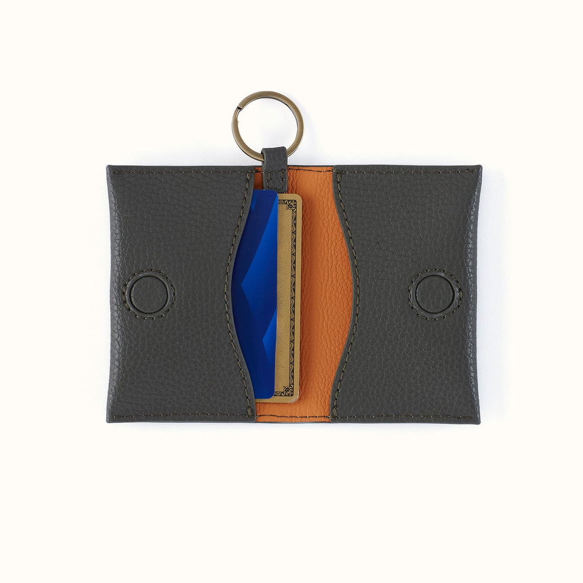 Vida Card Case in Micro Pebbled Leather - Desert Palm