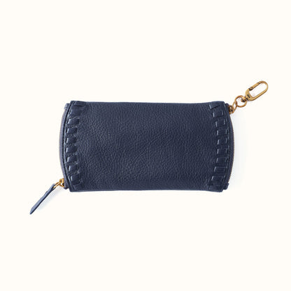 Spark Double Eyeglass Case In Pebbled Leather - Ink Navy