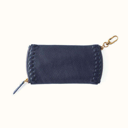 Spark Double Eyeglass Case In Pebbled Leather - Ink Navy