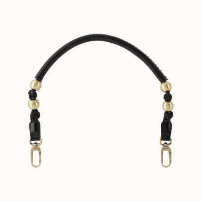 Tamborine Strap In Polished Leather - Black