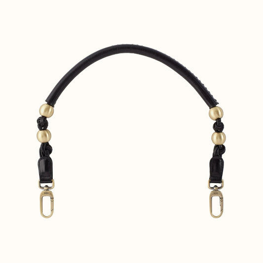 Tamborine Strap In Polished Leather - Black