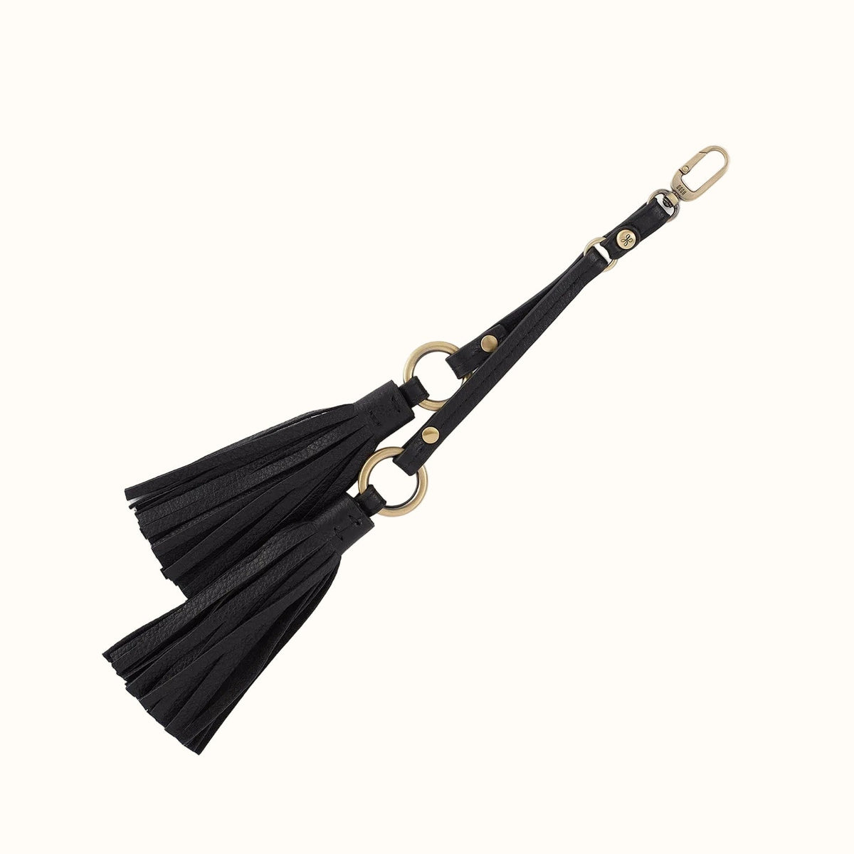 Ring Tassel Swag In Pebbled Leather - Black