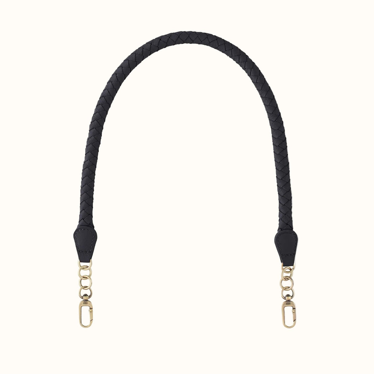 Skinny Braid Strap In Pebbled Leather - Black