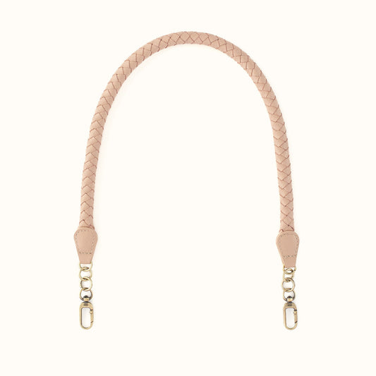 Skinny Braid Strap In Pebbled Leather - Stonewash