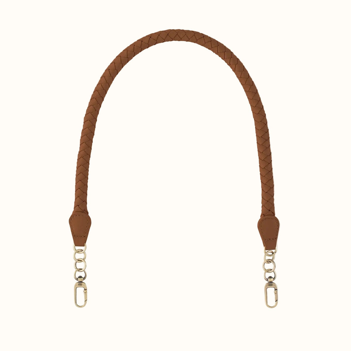 Skinny Braid Strap In Pebbled Leather - Timber Brown