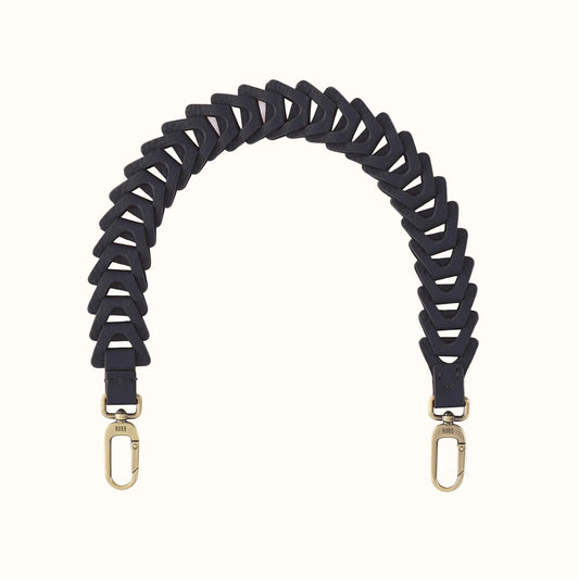 Petty Leather Link Strap In Pebbled Leather - Black