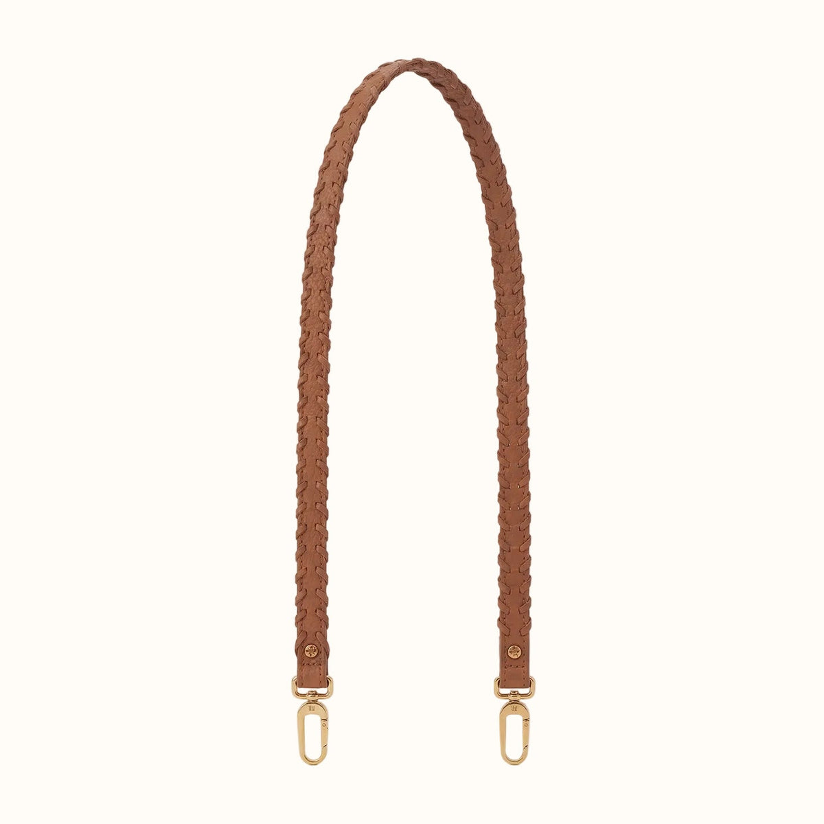 Thin Braided Strap In Buffed Leather - Whiskey