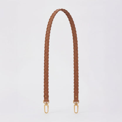 Thin Braided Strap in Pebbled Leather - Warm Honey