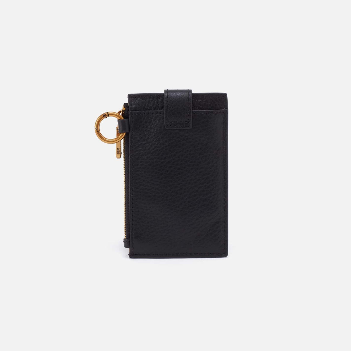 Ring Credit Card Wristlet in Pebbled Leather - Black