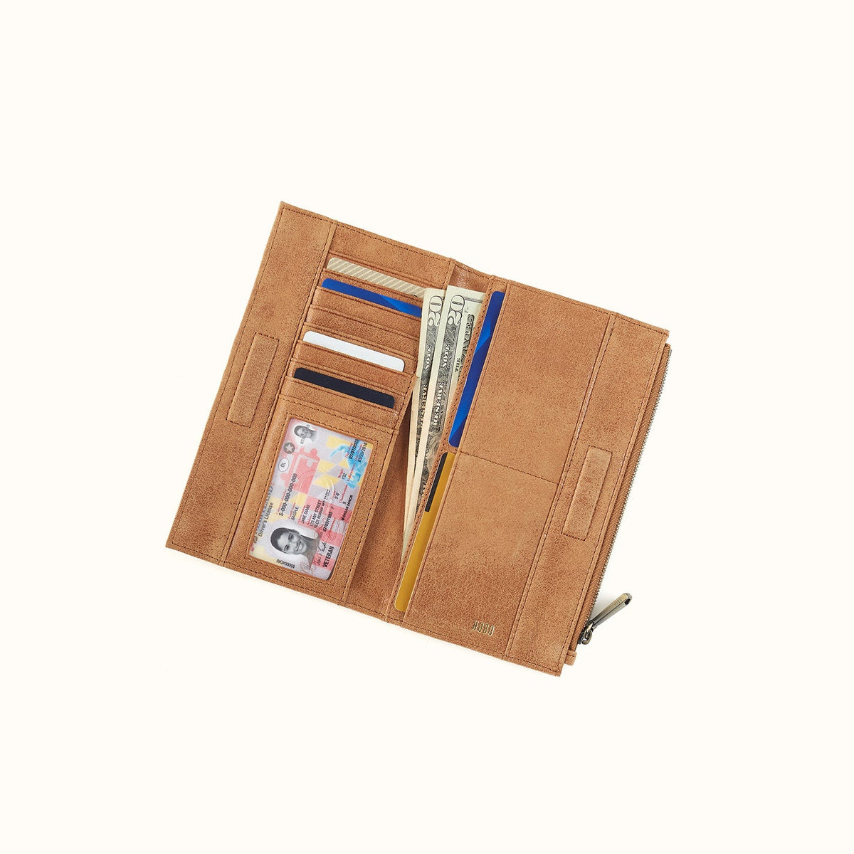 Jill Large Bifold Wallet In Buffed Leather - Whiskey
