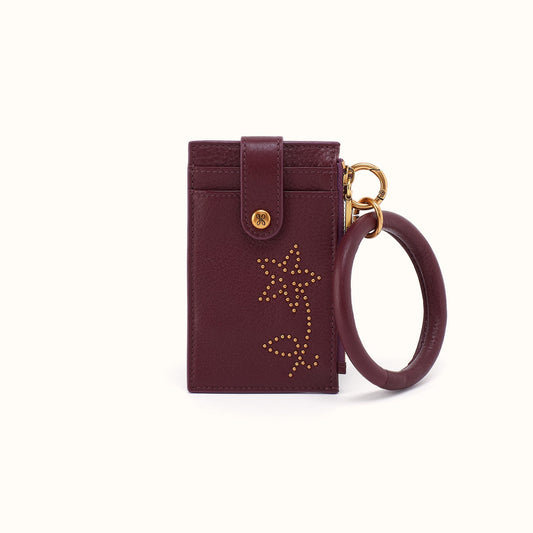 Ring Credit Card Wristlet in Pebbled Leather - Mulberry Glaze