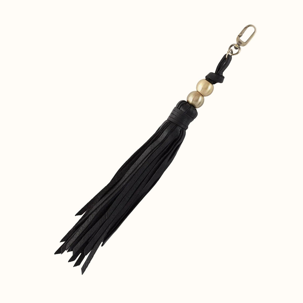 Tamborine Tassel In Pebbled Leather - Black