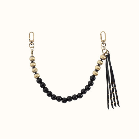 Taos Bead Swag In Pebbled Leather - Black