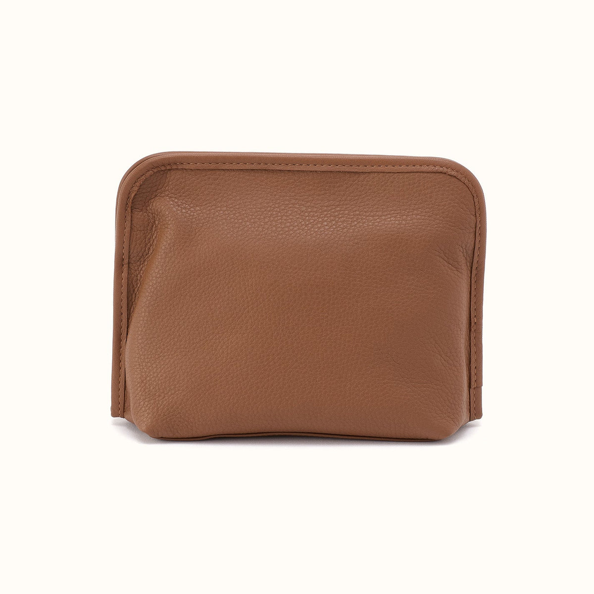 Beauty Cosmetic Pouch in Pebbled Leather - Timber Brown