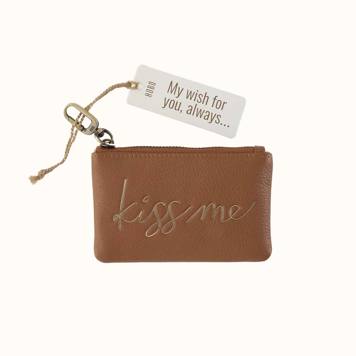 Sentiment Pouch in Pebbled Leather - Timber Brown