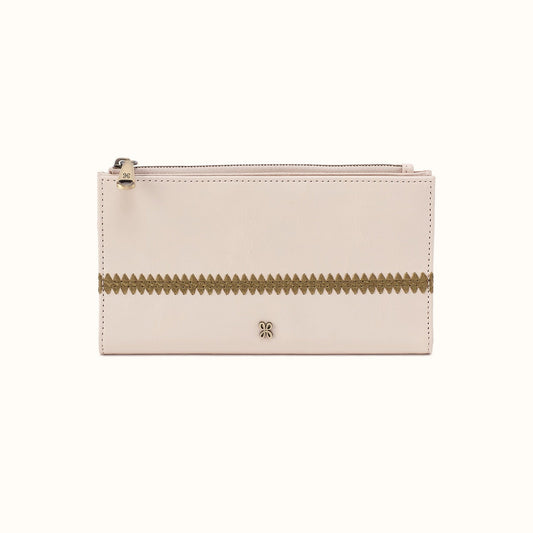 Jill Large Bifold Wallet In Polished Leather - Pale Flax