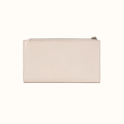 Jill Large Bifold Wallet In Polished Leather - Pale Flax