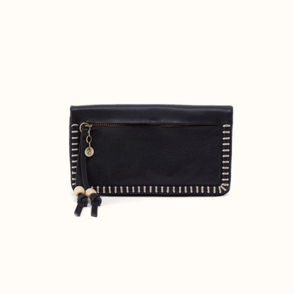 Lumen Continental Wallet In Cloud Leather - Black