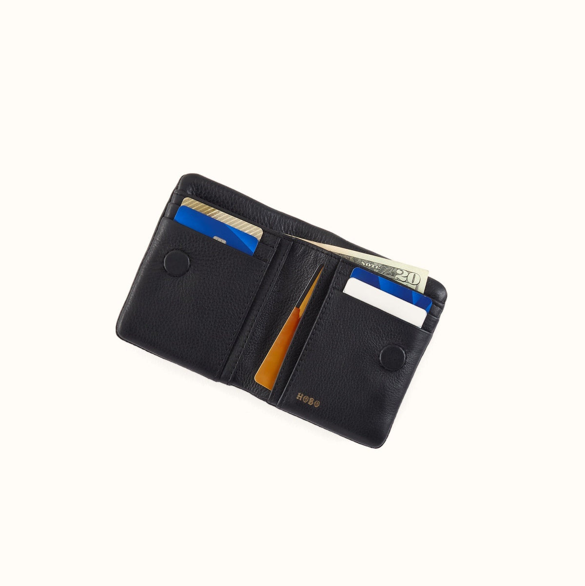 Lumen Mini Wallet In Cloud Leather - Black