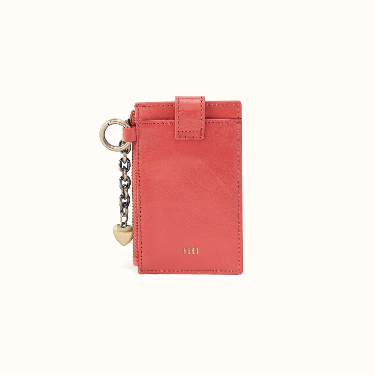 Ring Credit Card Wristlet In Polished Leather - Pink Mirage
