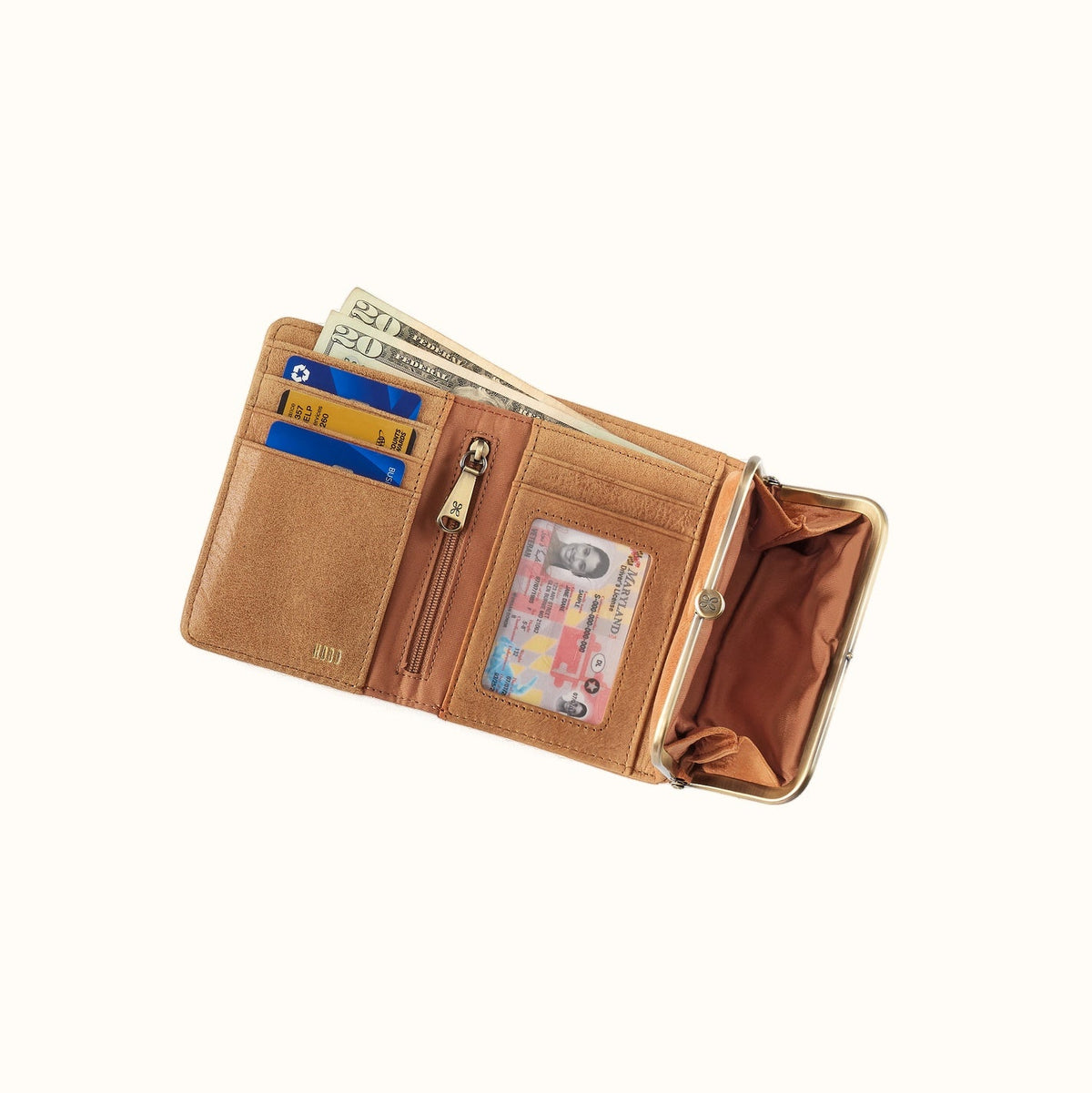 Robin Compact Wallet In Buffed Leather - Whiskey