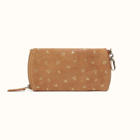 Spark Double Eyeglass Case In Buffed Leather - Whiskey