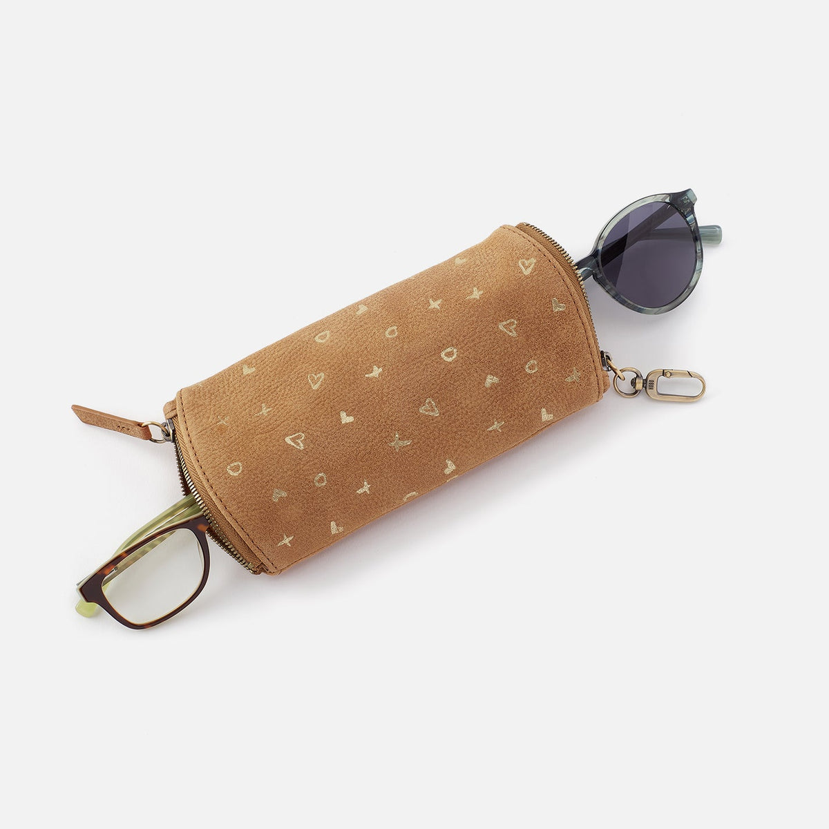 Spark Double Eyeglass Case In Buffed Leather - Whiskey