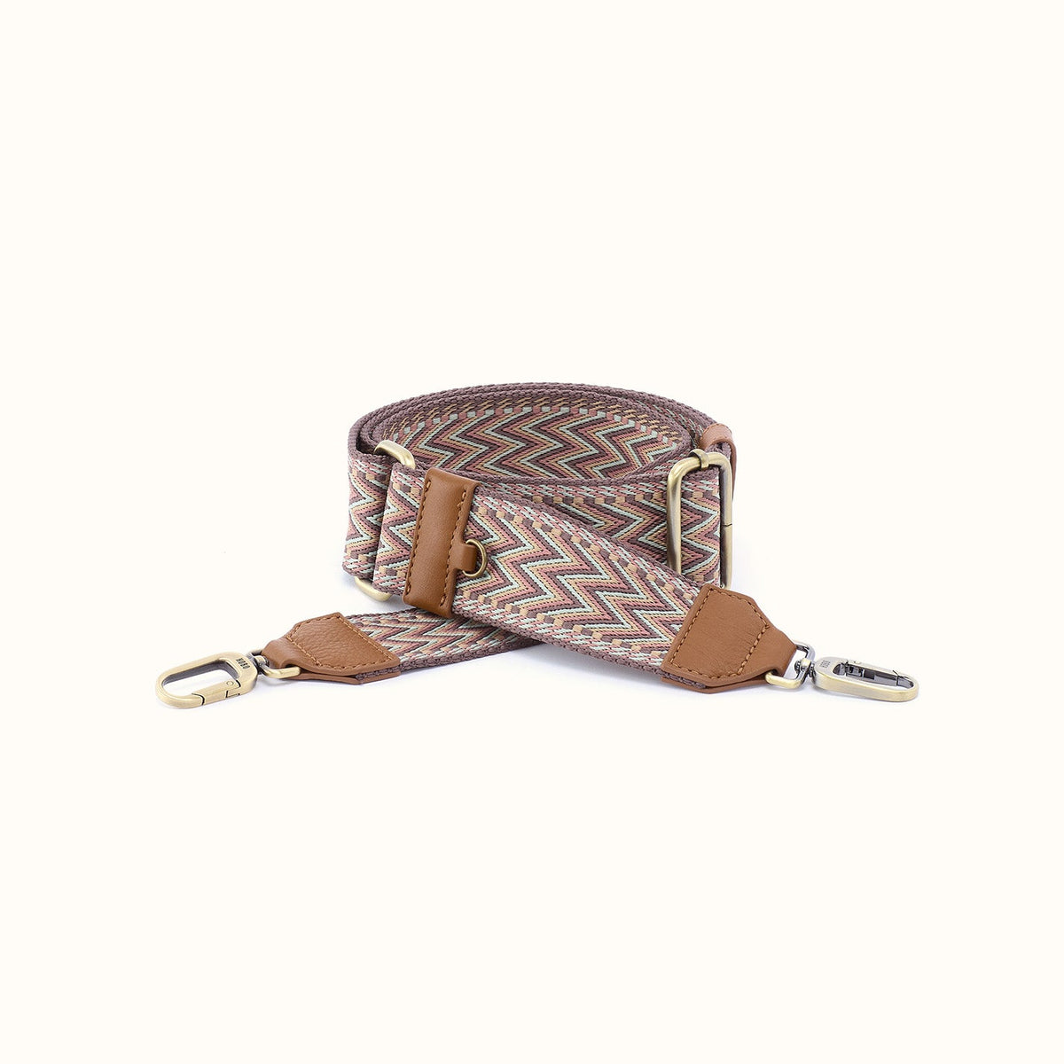Webbing Guitar Strap In Pebbled Leather - Timber Brown