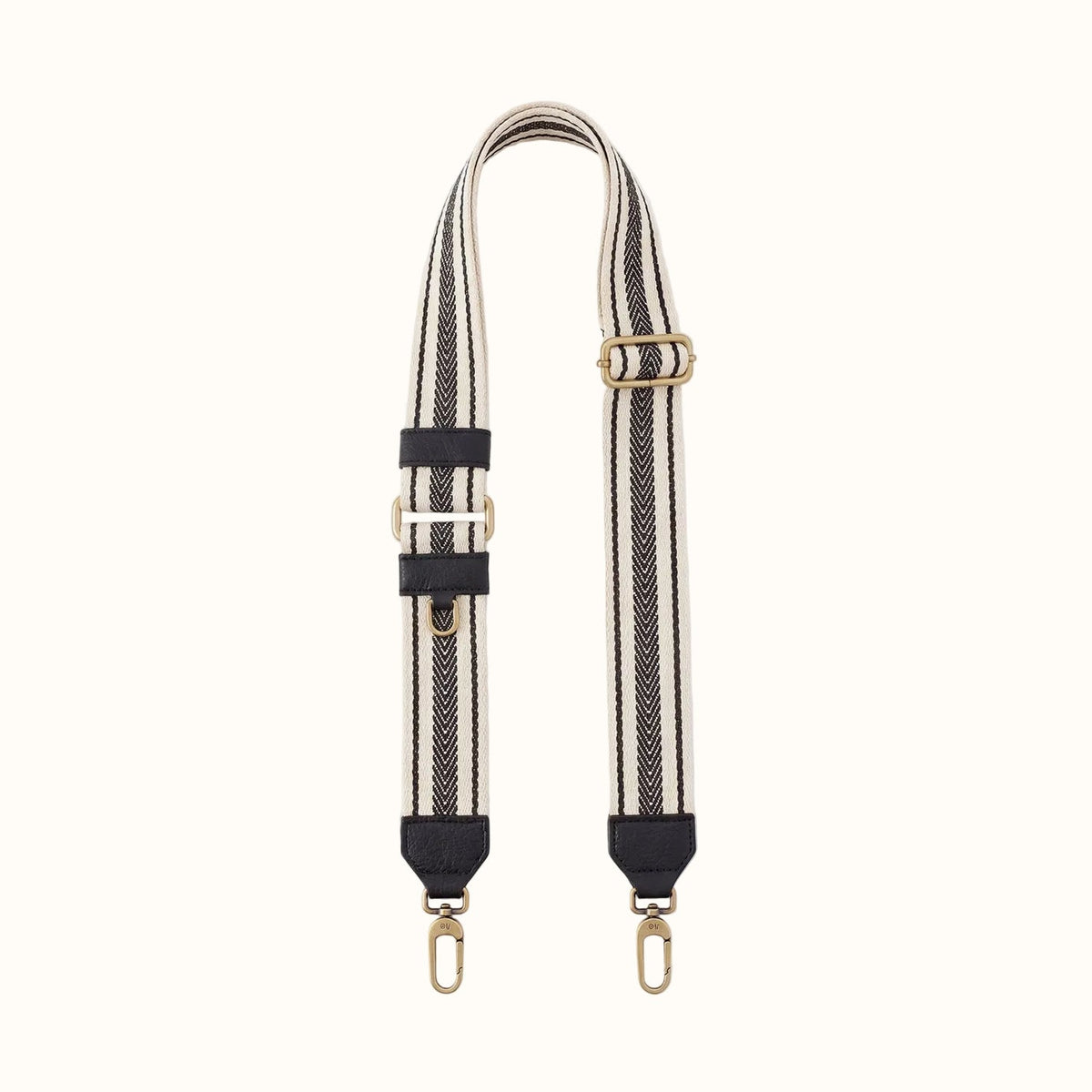 Webbing Guitar Strap In Pebbled Leather - Black