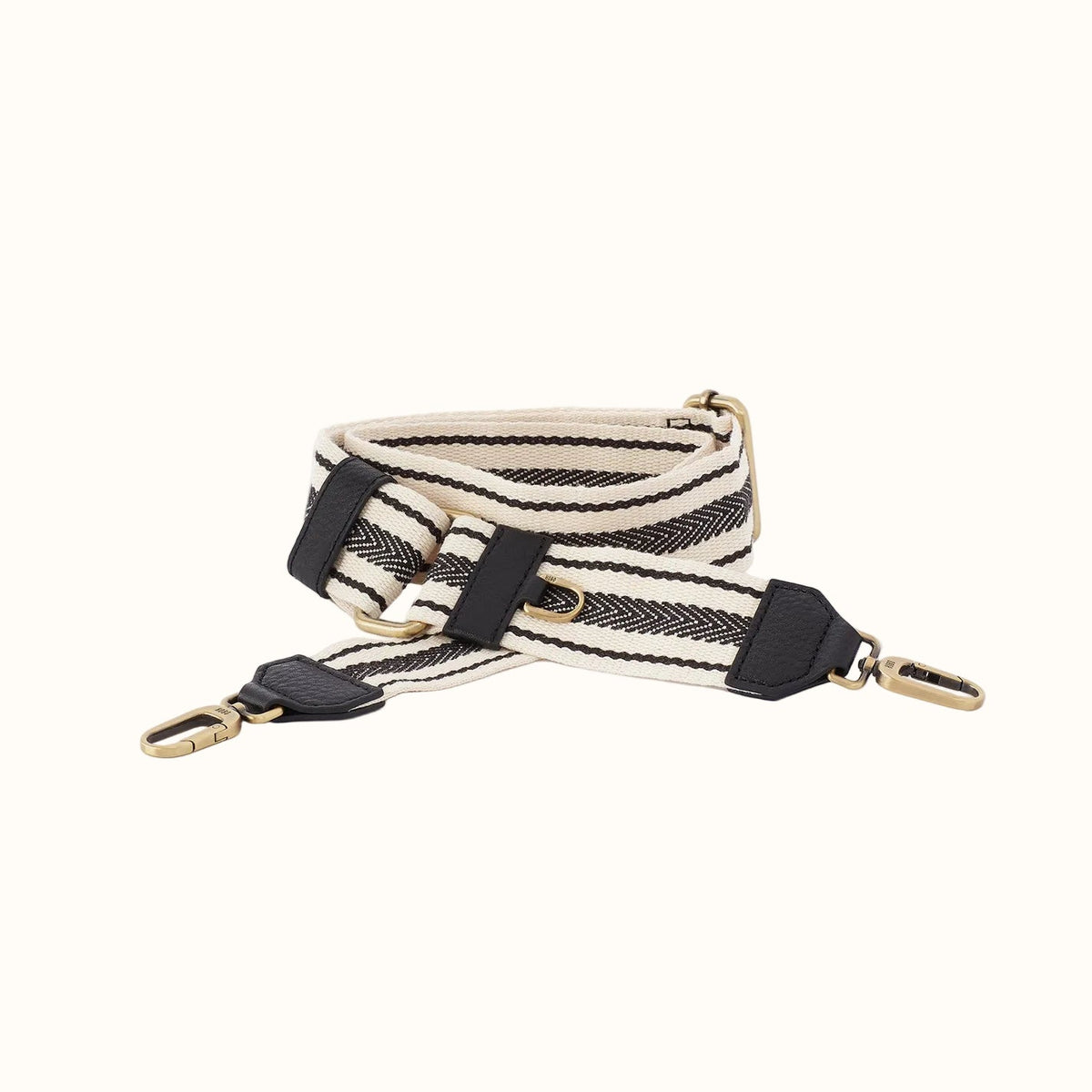 Webbing Guitar Strap In Pebbled Leather - Black