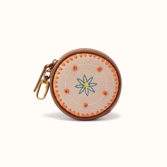 Revolve Small Bag Charm In Pebbled Leather - Timber Brown