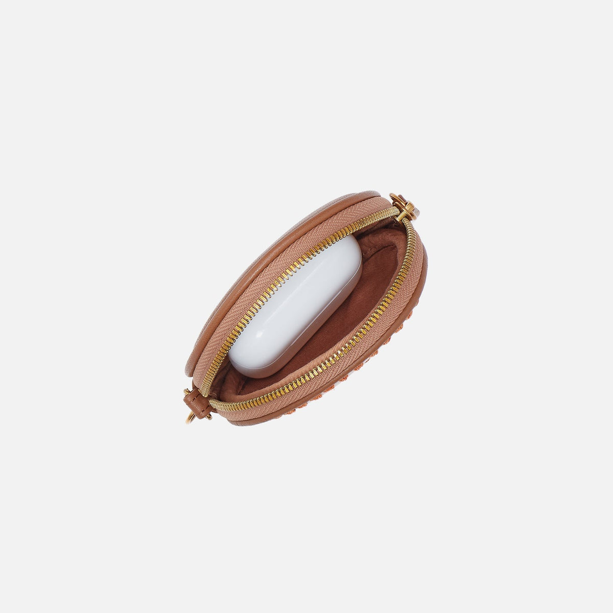 Revolve Small Bag Charm In Pebbled Leather - Timber Brown