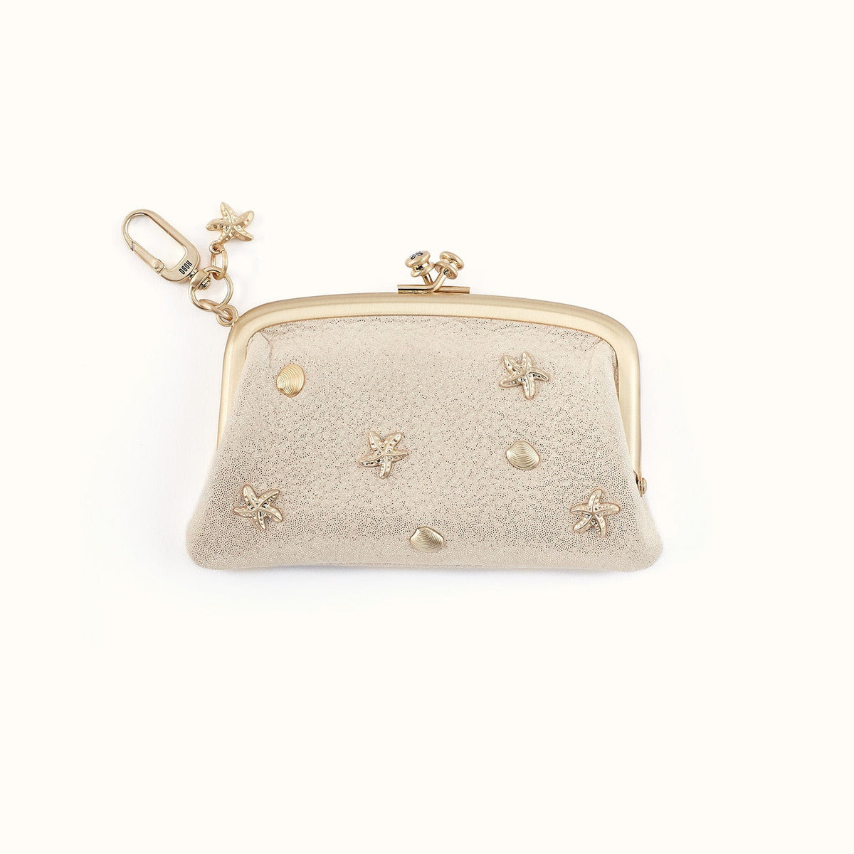 Cheer Frame Pouch in Metallic Leather - Sand Shimmer