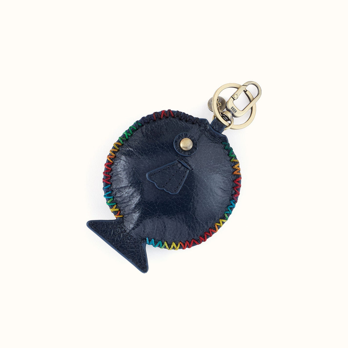 Puffer Key Fob in Aniline Gloss Leather - Moonlit Navy