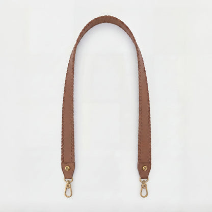 Whipstitch Guitar Strap In Pebbled Leather - Timber Brown
