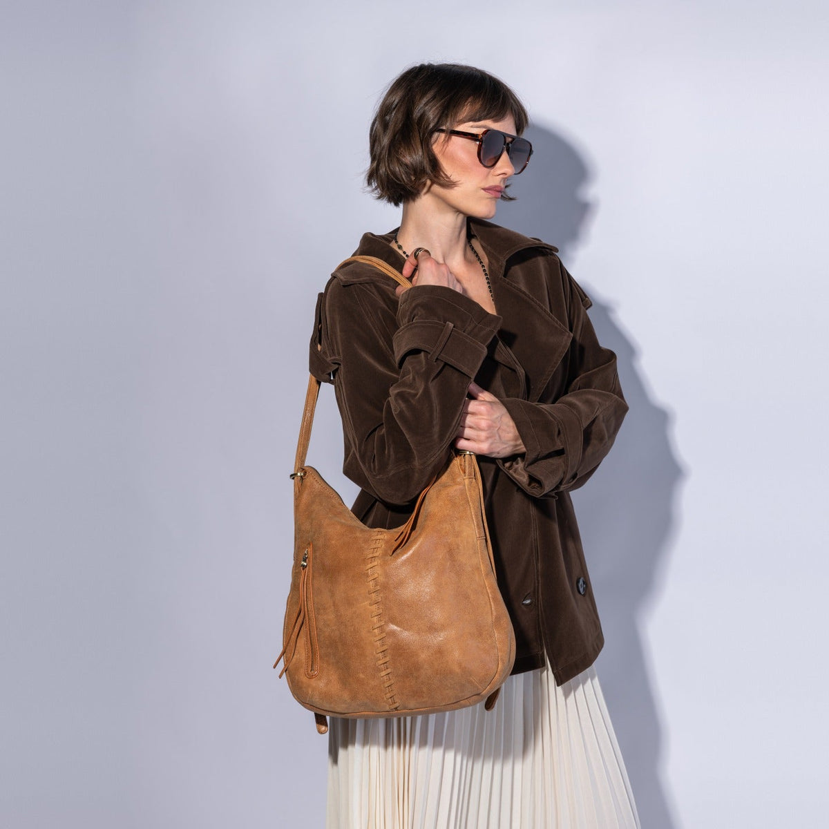 Merrin Convertible Backpack In Buffed Leather - Whiskey