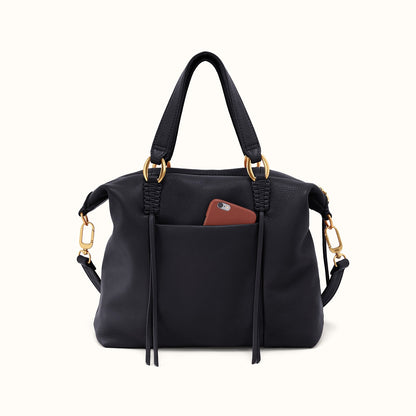 Harley Satchel In Pebbled Leather - Black