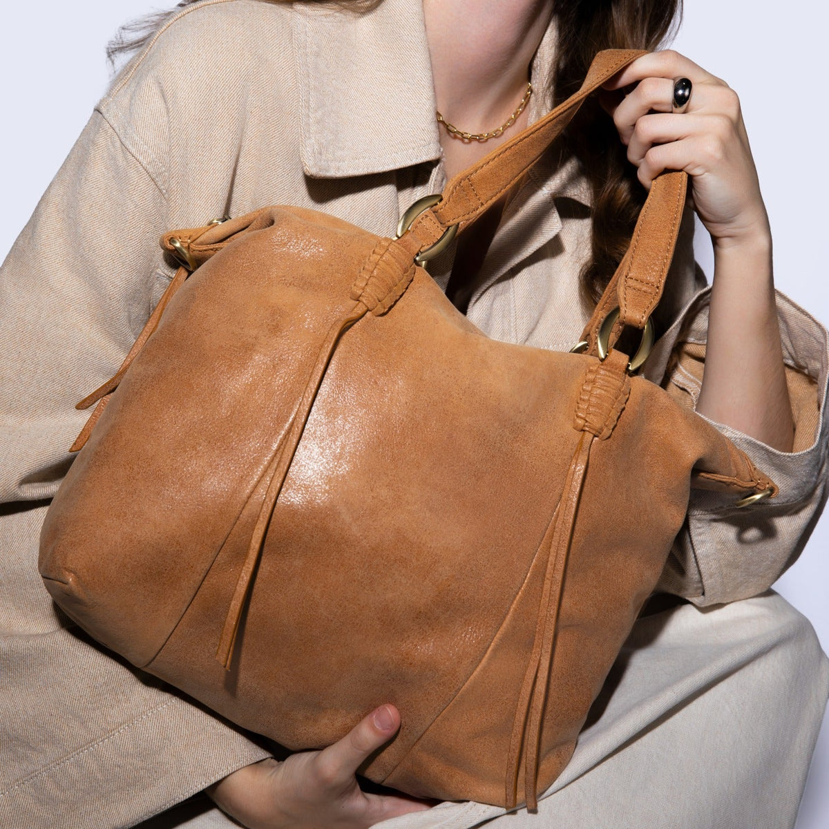 Harley Satchel In Buffed Leather - Whiskey