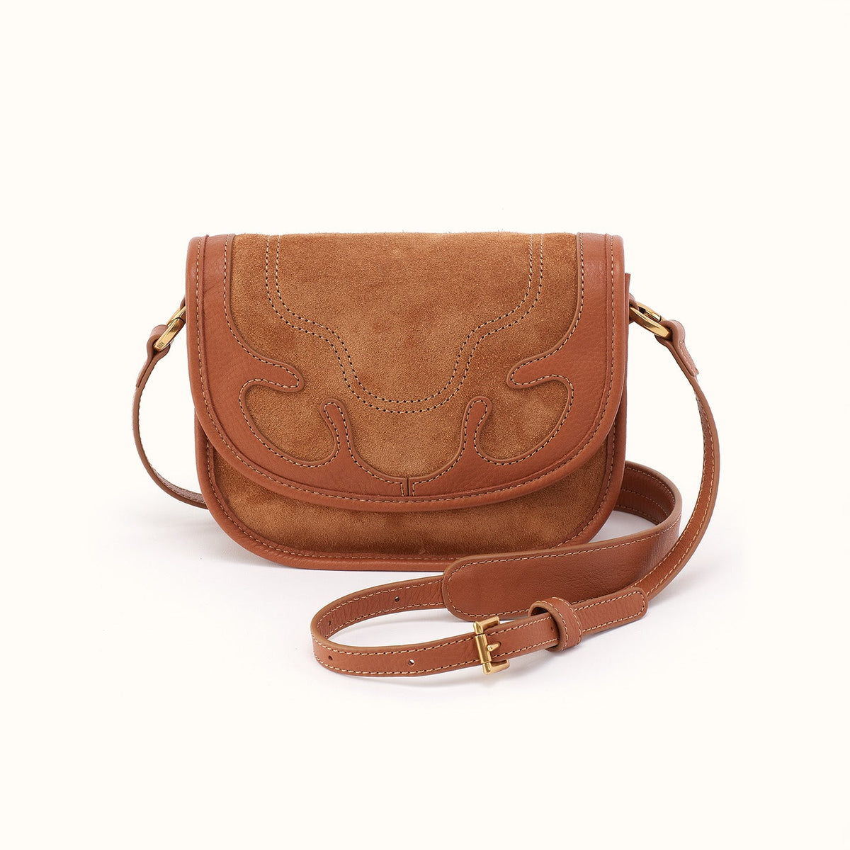 Kiva Small Crossbody in Suede Leather - Oak Barrel