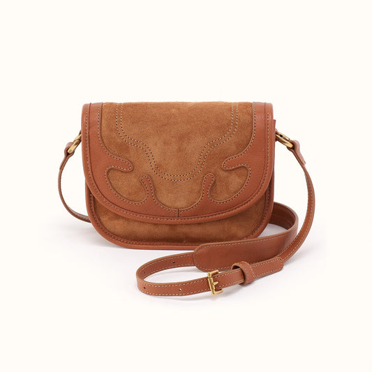 Kiva Small Crossbody in Suede Leather - Oak Barrel