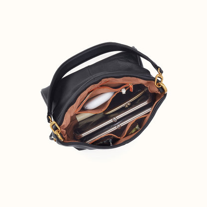 Harley Convertible Shoulder Bag in Pebbled Leather - Black With Studs