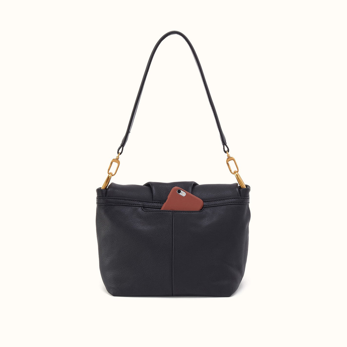 Harley Convertible Shoulder Bag in Pebbled Leather - Black With Studs